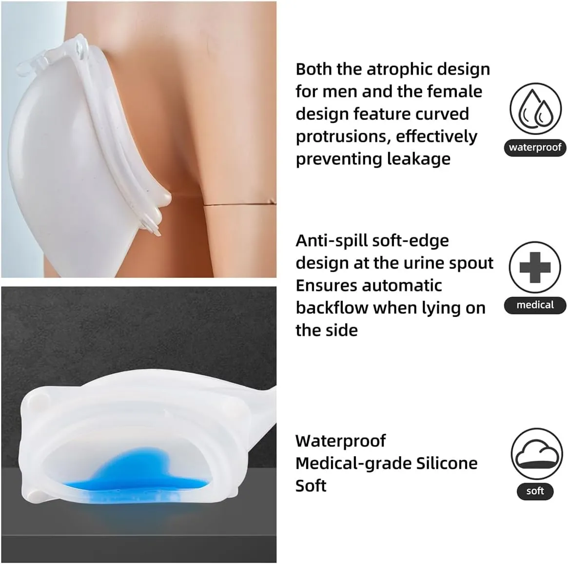 Urinals for Men – Wearable External Catheter for Elderly Incontinence Male, Urine Collection System Nighttime Spill-Proof with 2 Urine Collection Bags – Portable Men's Urinary Drainage Device