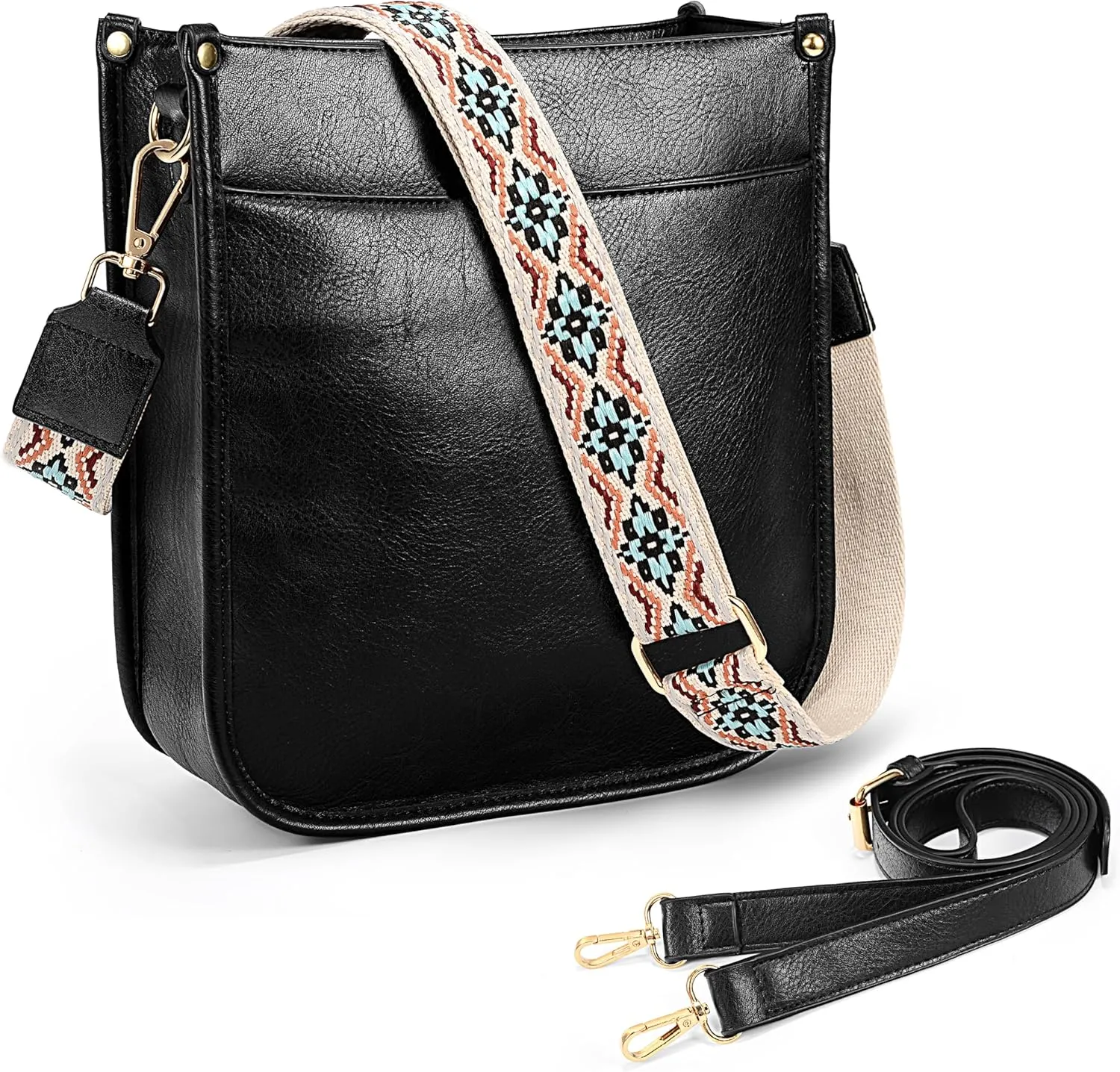 Uromee Crossbody Bags for Women Trendy Vegan Leather Multi Pocket Tassel Ladies Shoulder Handbag Purse Adjustable Strap