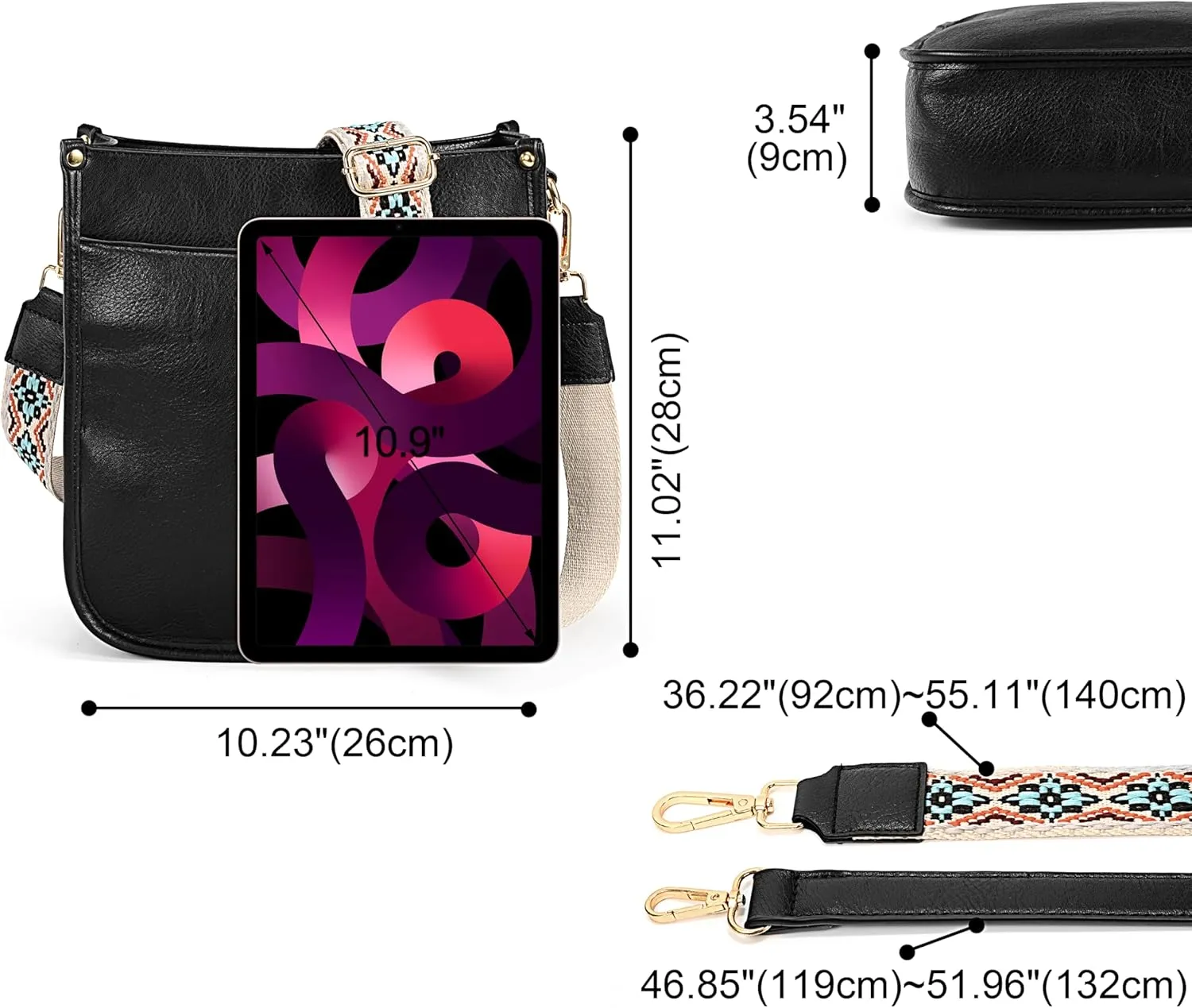 Uromee Crossbody Bags for Women Trendy Vegan Leather Multi Pocket Tassel Ladies Shoulder Handbag Purse Adjustable Strap