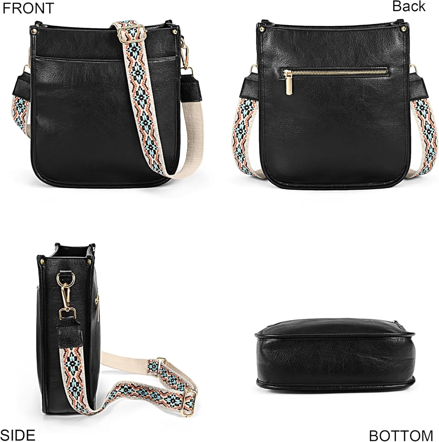Uromee Crossbody Bags for Women Trendy Vegan Leather Multi Pocket Tassel Ladies Shoulder Handbag Purse Adjustable Strap