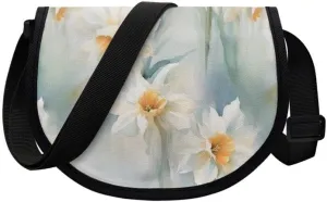 Uskorhein Fractal Butterfly Lotus Graffiti Hippie Dog Nylon Crescent Crossbody Bag for Women Men Mini Messenger Satchel Bag