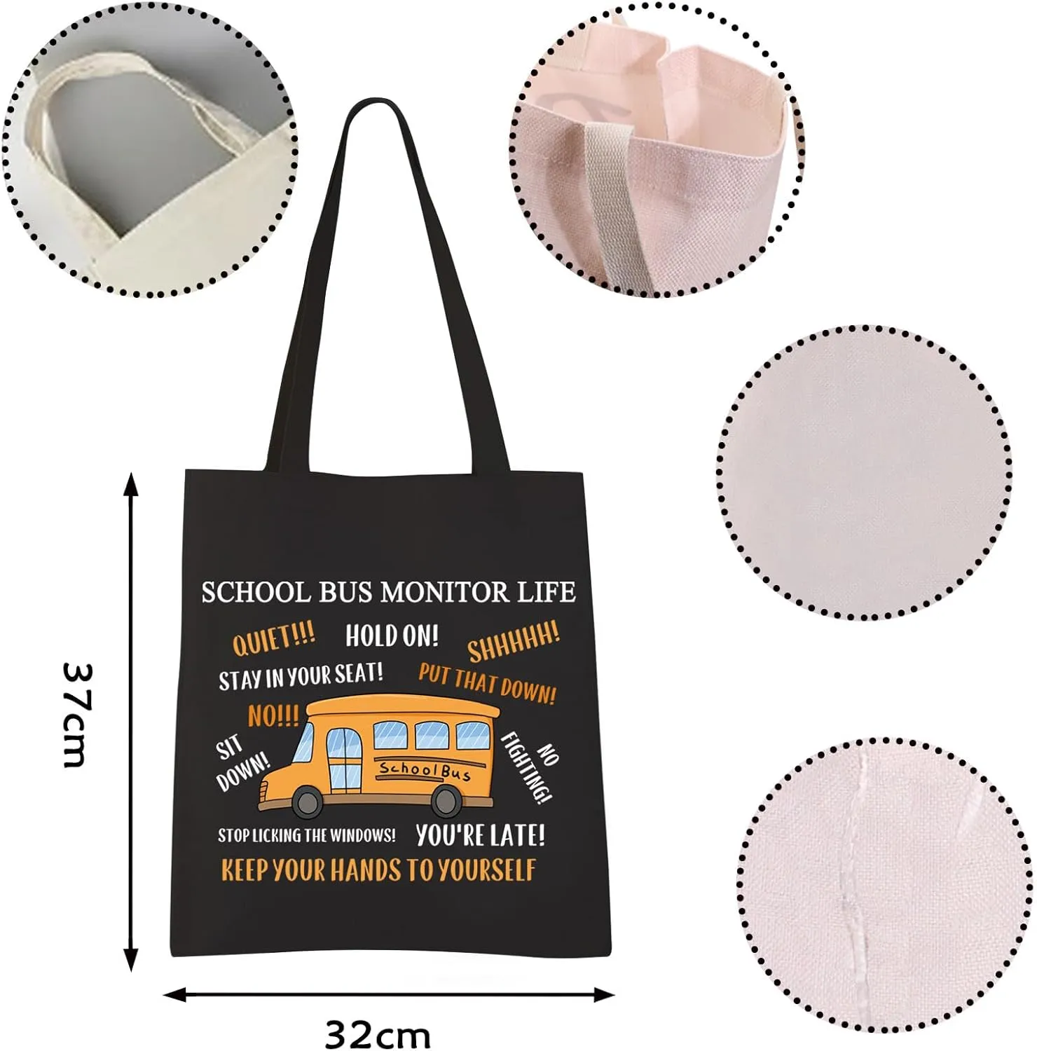 VAMSII School Bus Monitor Tote - Driver Appreciation Gift - Shoulder & Grocery Bag