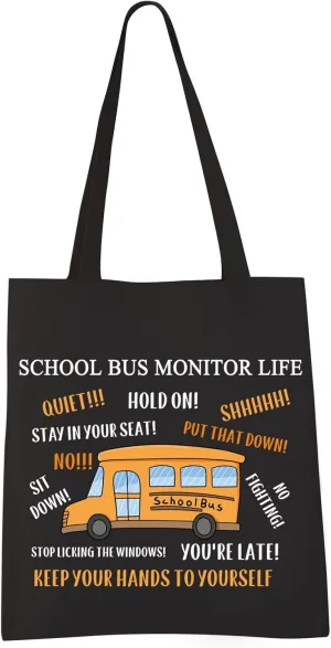 VAMSII School Bus Monitor Tote - Driver Appreciation Gift - Shoulder & Grocery Bag