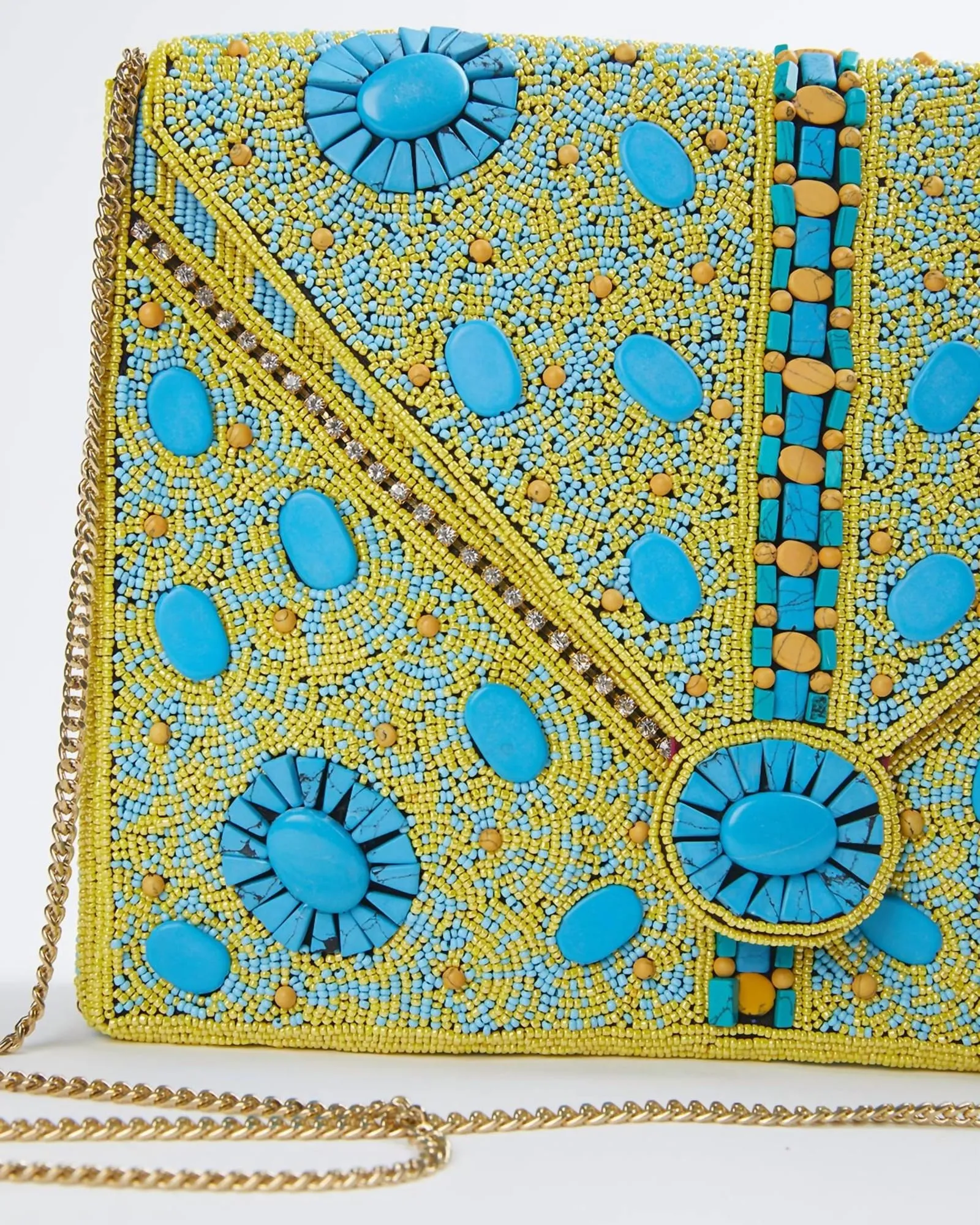 Vasant Handmade Beaded Shoulder Clutch Bag in Turquoise | Turquoise