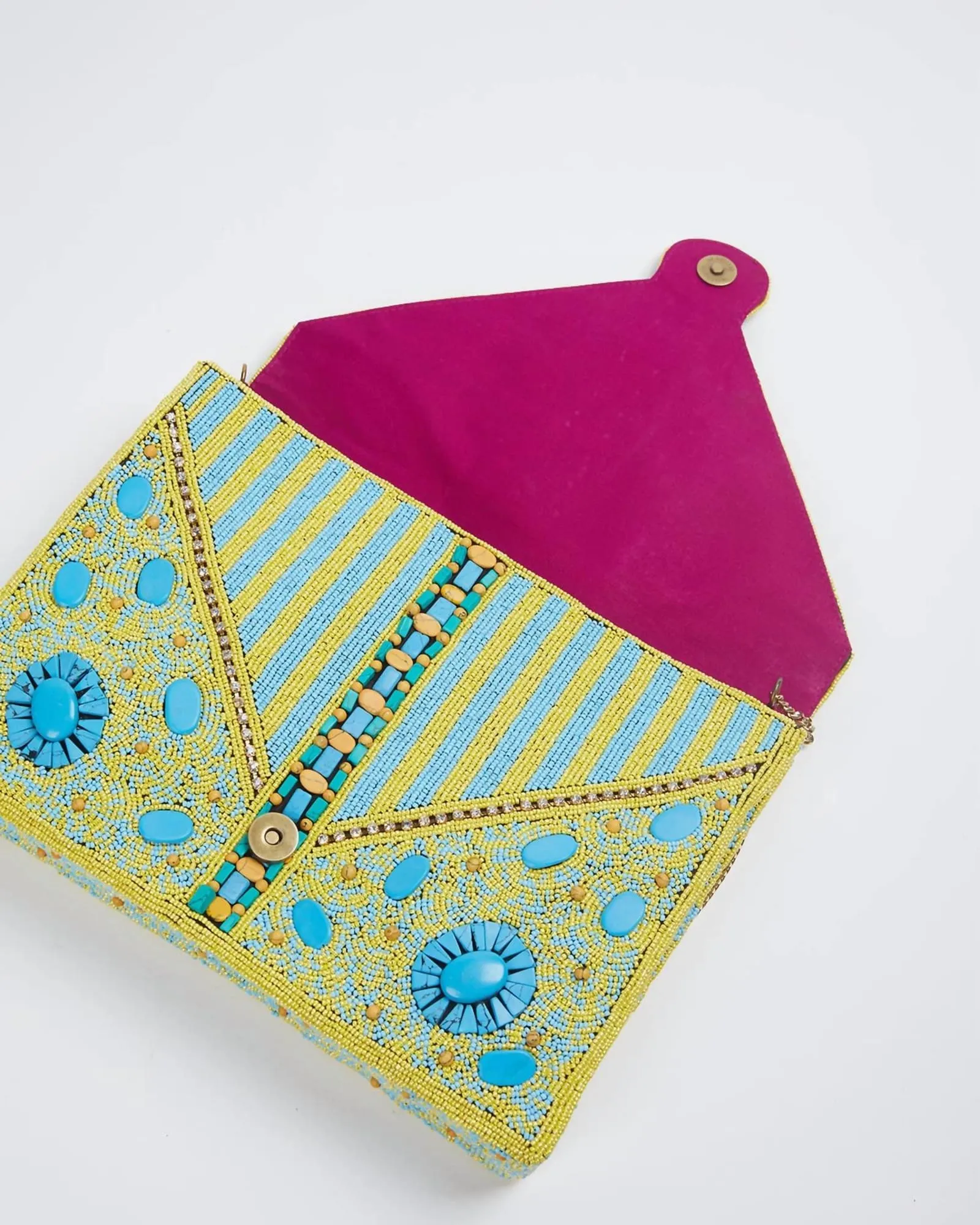 Vasant Handmade Beaded Shoulder Clutch Bag in Turquoise | Turquoise