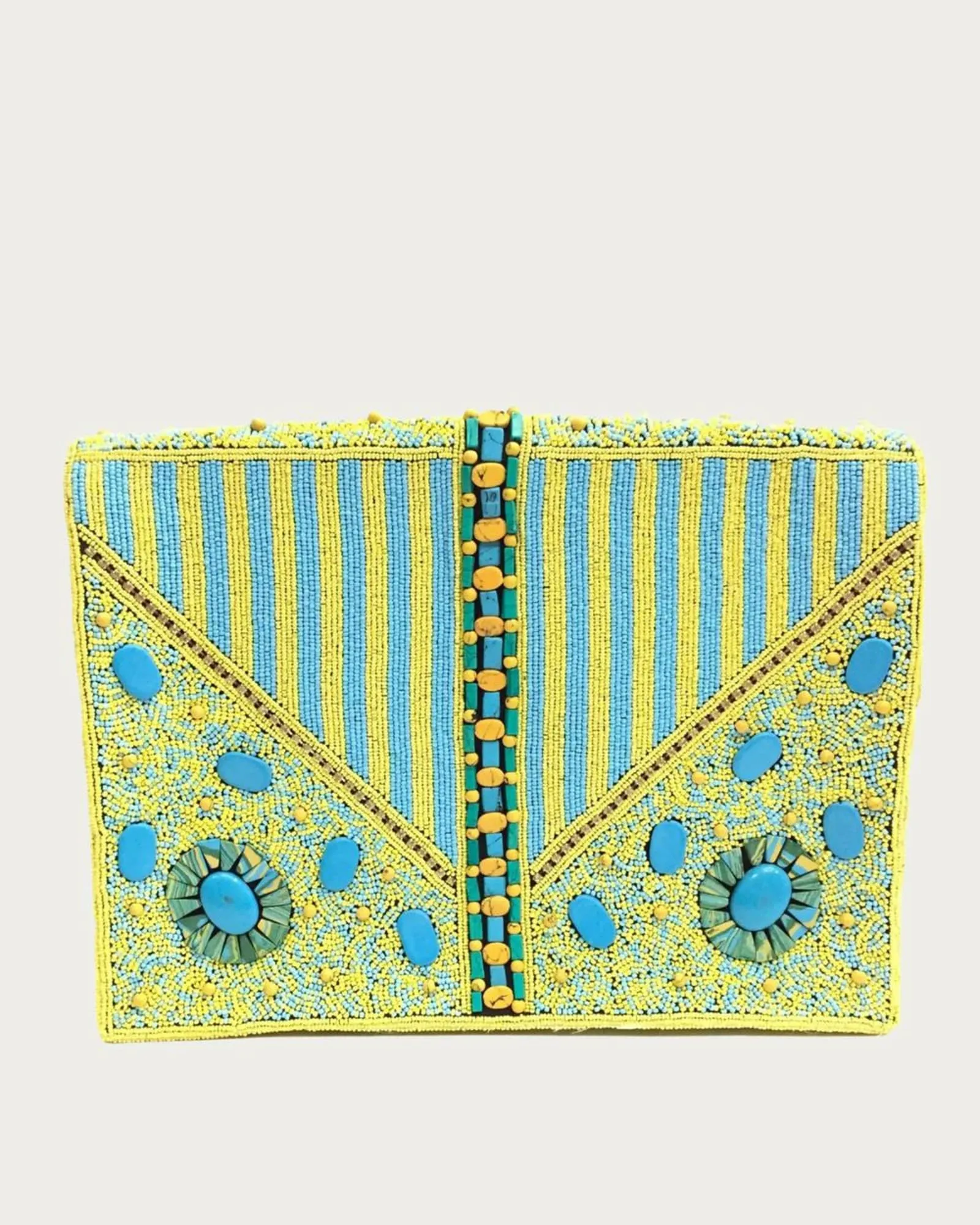 Vasant Handmade Beaded Shoulder Clutch Bag in Turquoise | Turquoise