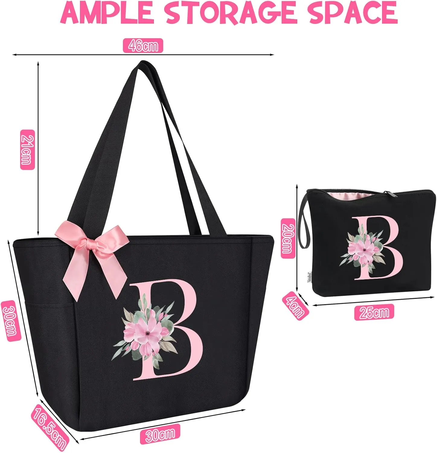 Vavabox Tote bag, Initial Tote bag and Makeup Bag, Gifts for Women