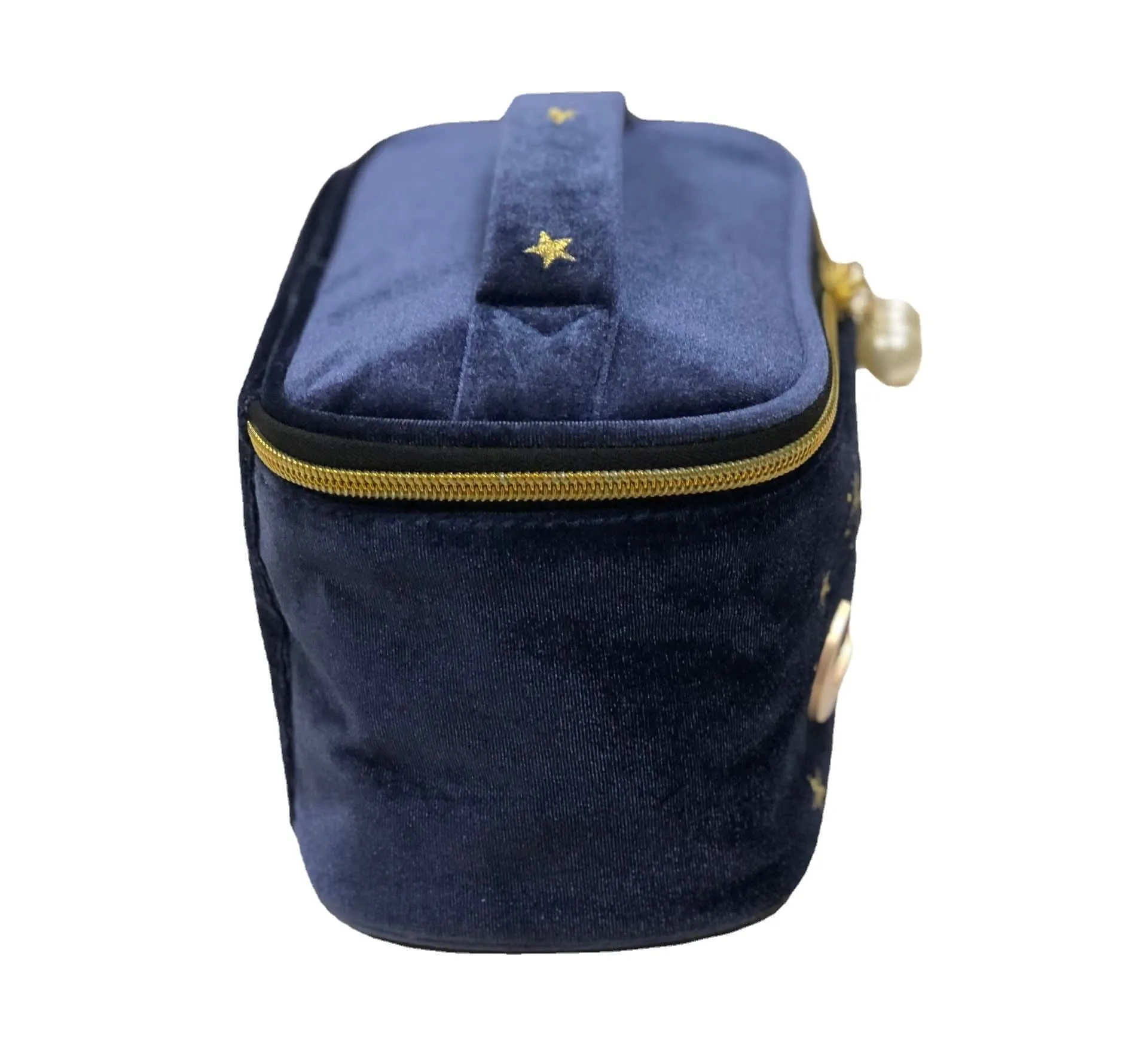 Velvet Tassel Makeup Bag - Large Capacity with Star and Moon Embroidery