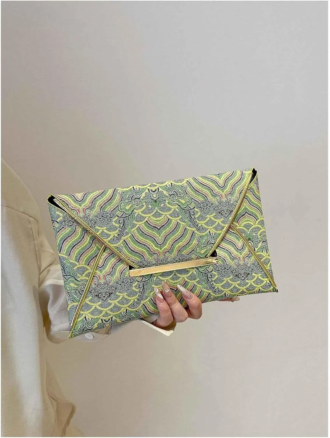 Verdusa Women's Envelope Clutch Purse Evening Bags Geo Print Flap Handbags