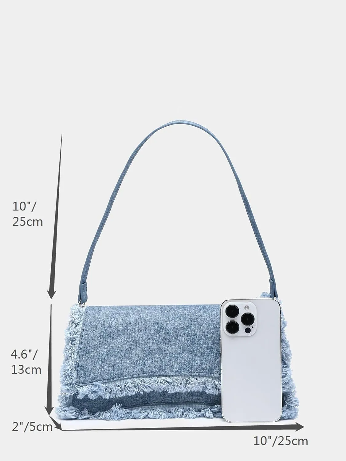 Verdusa Women's Flap Shoulder Bags Denim Handbags Underarm Satchel Handbag