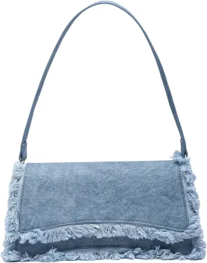 Verdusa Women's Flap Shoulder Bags Denim Handbags Underarm Satchel Handbag