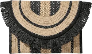 Verdusa Women's Fringe Straw Clutch Purses Woven Handbags Envelope Bag Wallet