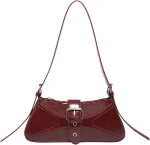 Verdusa Women's Leopard Print PU Leather Shoulder Bag Vintage Zipper Underarm Bags