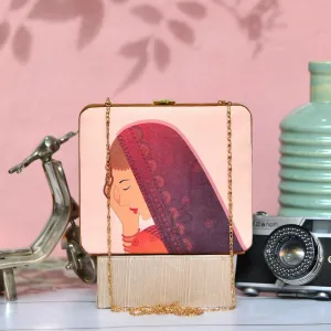 Village Girl  Portrait Wooden Clutch