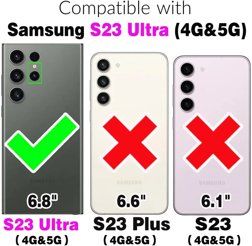Wallet Case for Samsung Galaxy S23 Ultra 5G with Wrist Strap Card Holder Shockproof Soft PU Leather Magnetic Snap Pocket Stand Cell Phone Cover S23Ultra 23S S 23 23Ultra 6.8inch Women Purple
