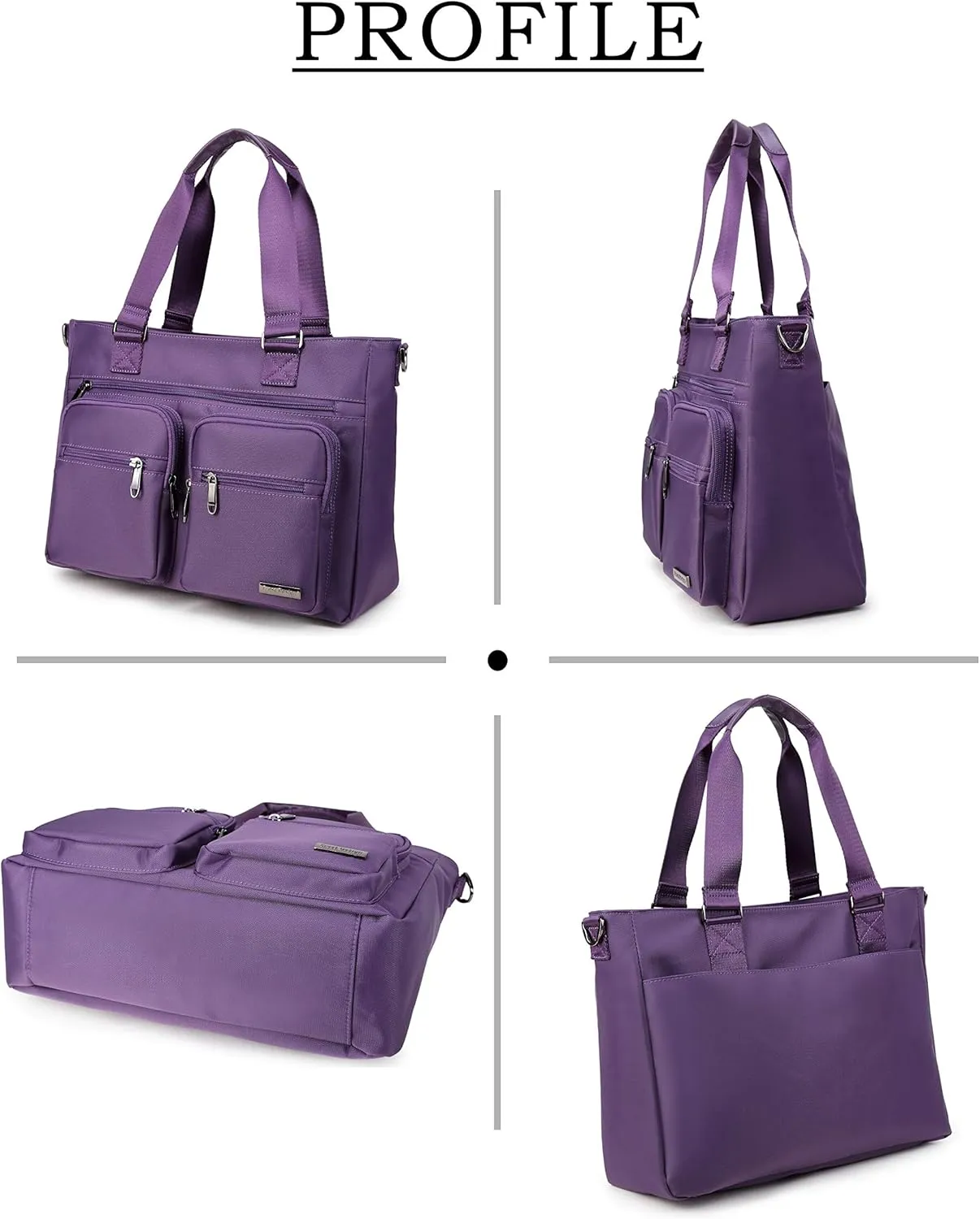 Water Repellent Nylon Shoulder Bag Handbag Laptop Tote Travel Work School Clinic Nurse Tote (Lavender)