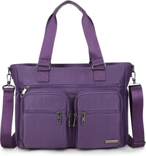 Water Repellent Nylon Shoulder Bag Handbag Laptop Tote Travel Work School Clinic Nurse Tote (Lavender)