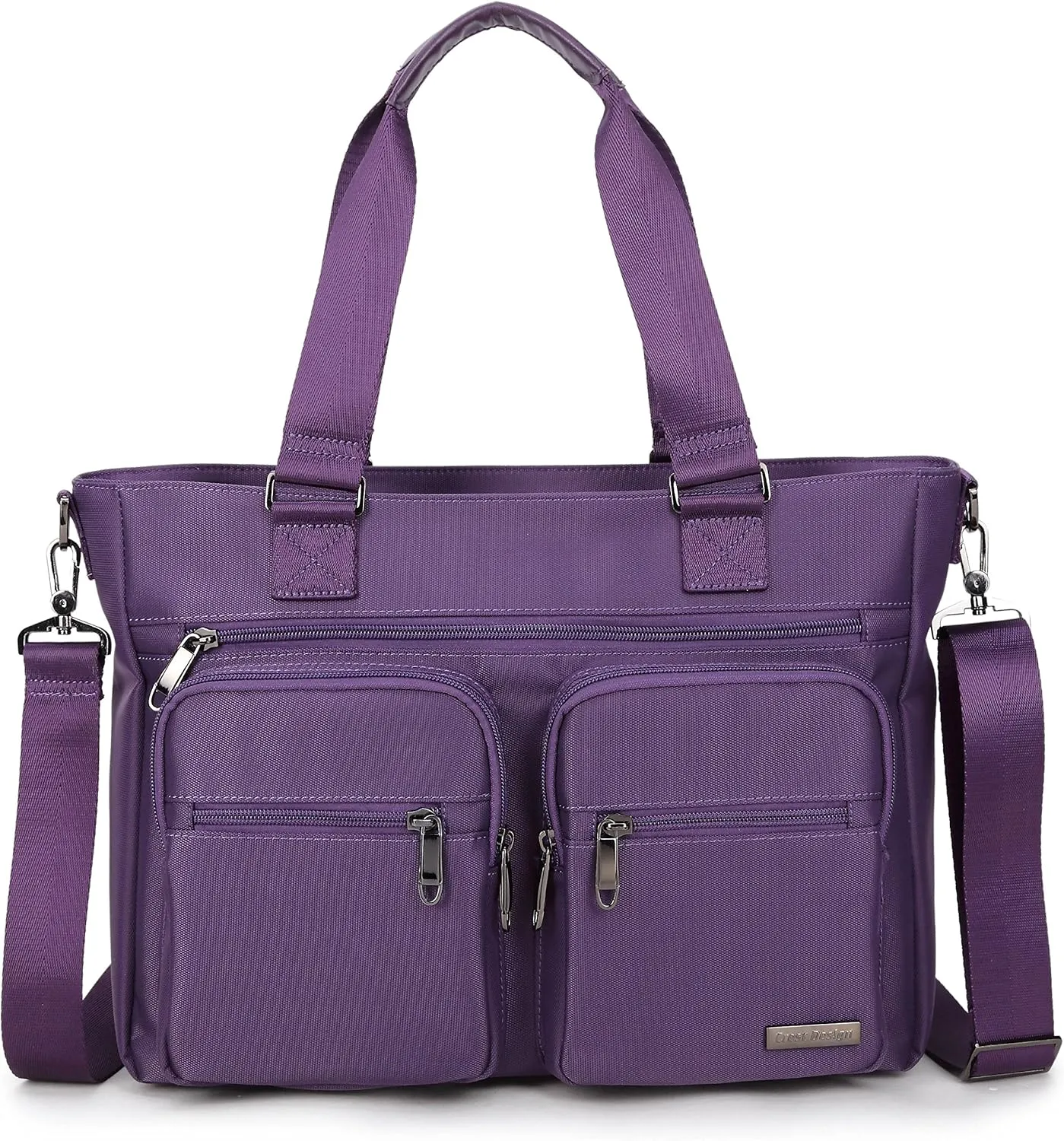 Water Repellent Nylon Shoulder Bag Handbag Laptop Tote Travel Work School Clinic Nurse Tote (Lavender)