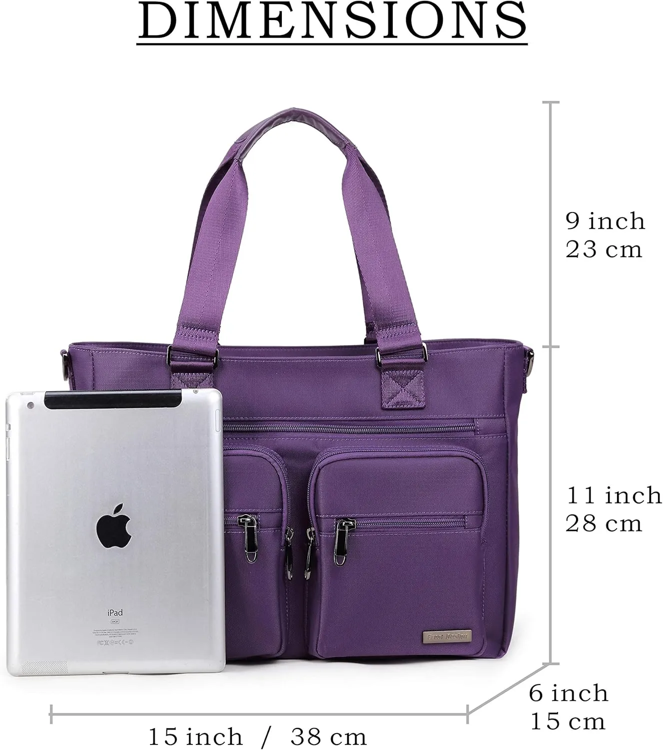 Water Repellent Nylon Shoulder Bag Handbag Laptop Tote Travel Work School Clinic Nurse Tote (Lavender)