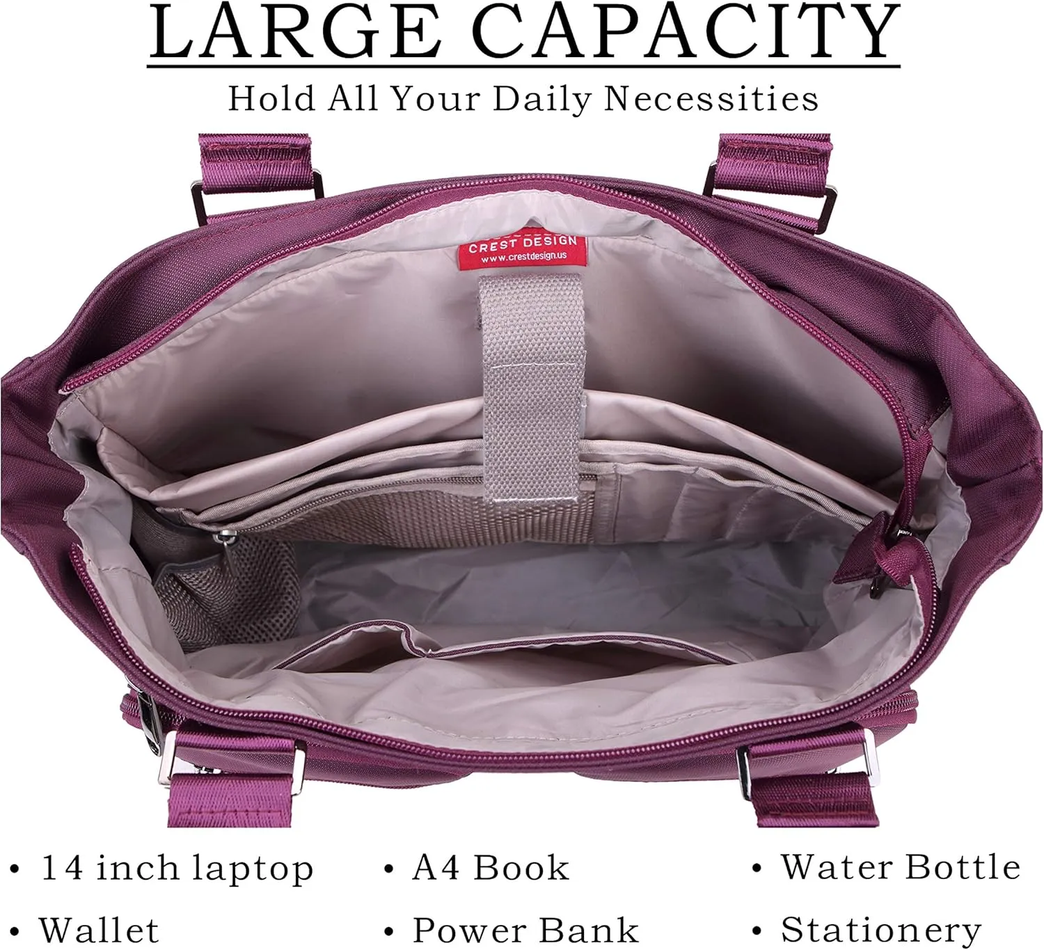 Water Repellent Nylon Shoulder Bag Handbag Laptop Tote Travel Work School Clinic Nurse Tote (Mulbery)