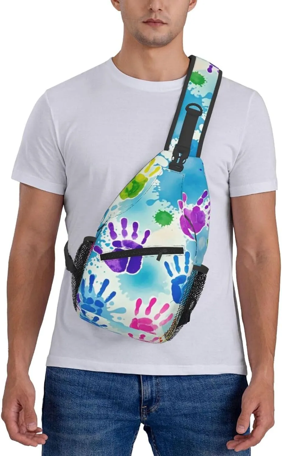 Watercolor Splatter Crossbody Bags Cross Chest Bag Adjustable Sling Backpack for Women Men