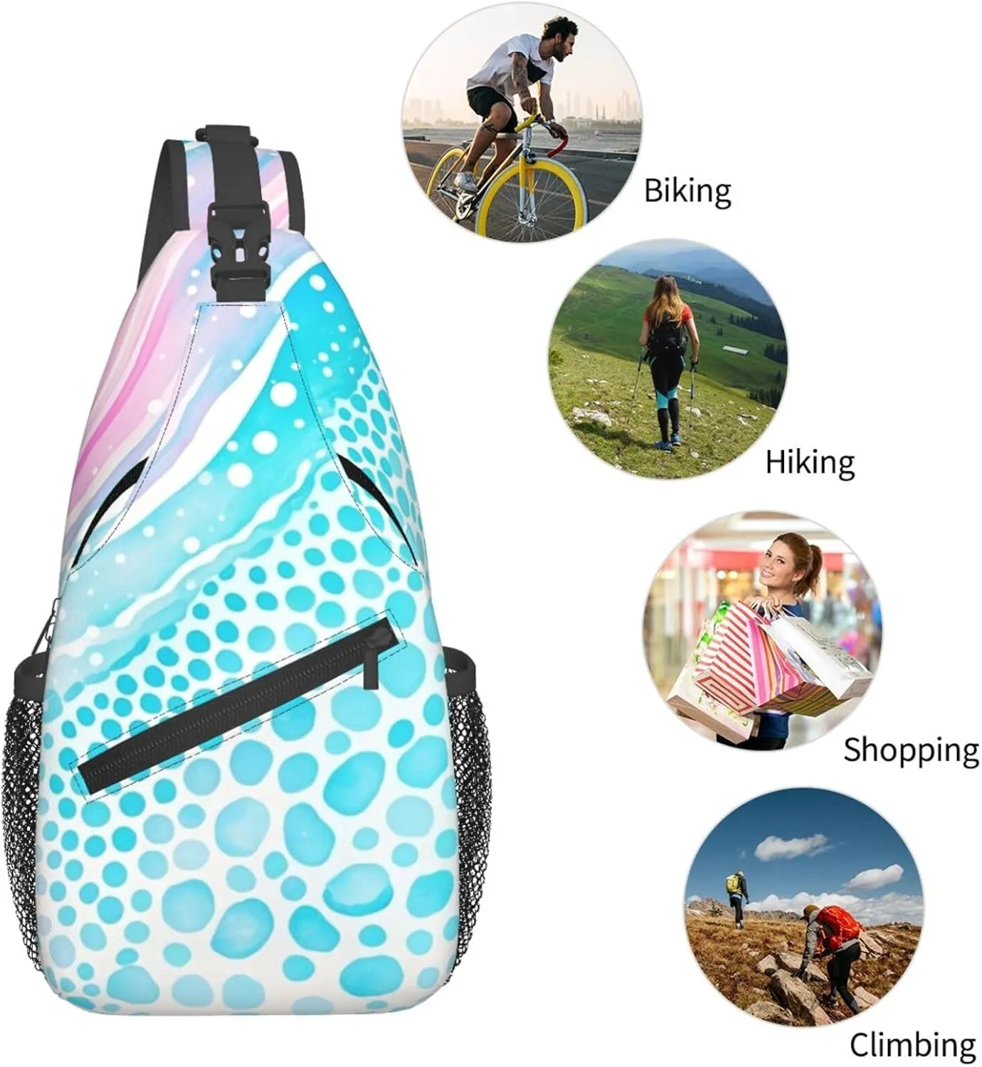 Watercolor Splatter Crossbody Bags Cross Chest Bag Adjustable Sling Backpack for Women Men
