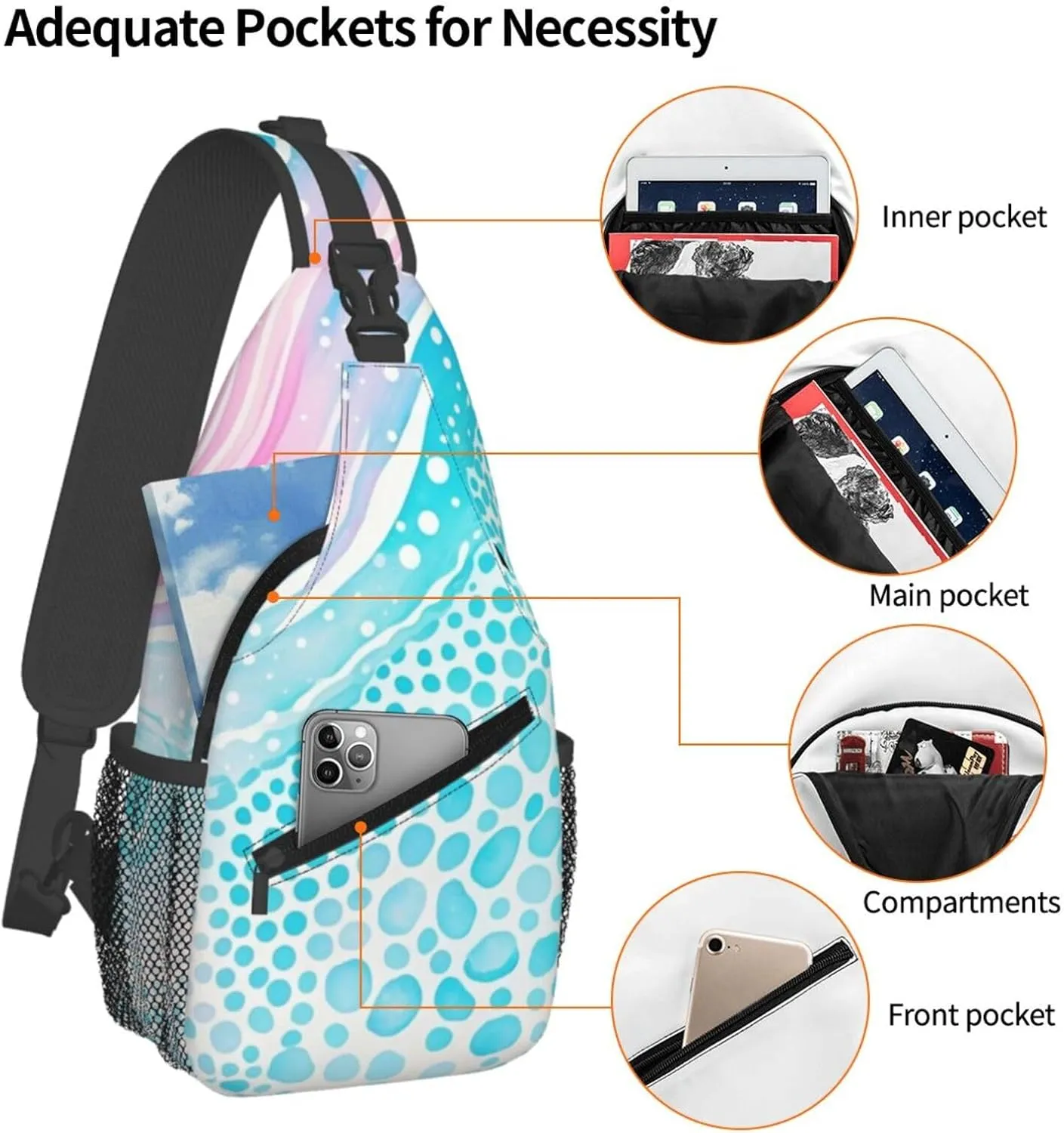 Watercolor Splatter Crossbody Bags Cross Chest Bag Adjustable Sling Backpack for Women Men