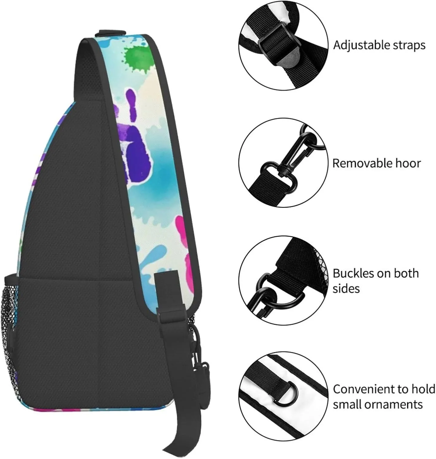 Watercolor Splatter Crossbody Bags Cross Chest Bag Adjustable Sling Backpack for Women Men