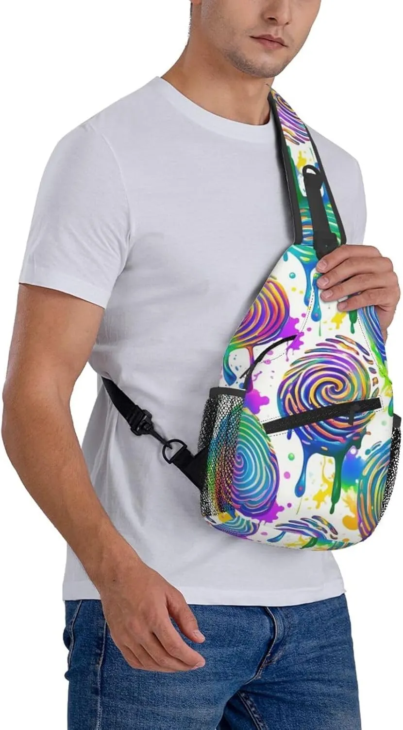 Watercolor Splatter Crossbody Bags Cross Chest Bag Adjustable Sling Backpack for Women Men
