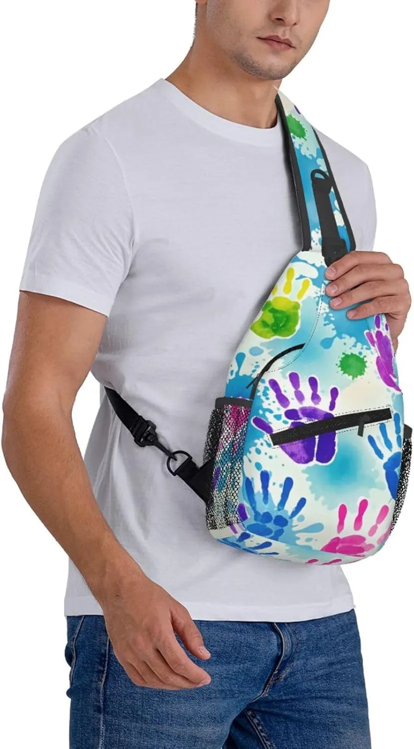 Watercolor Splatter Crossbody Bags Cross Chest Bag Adjustable Sling Backpack for Women Men