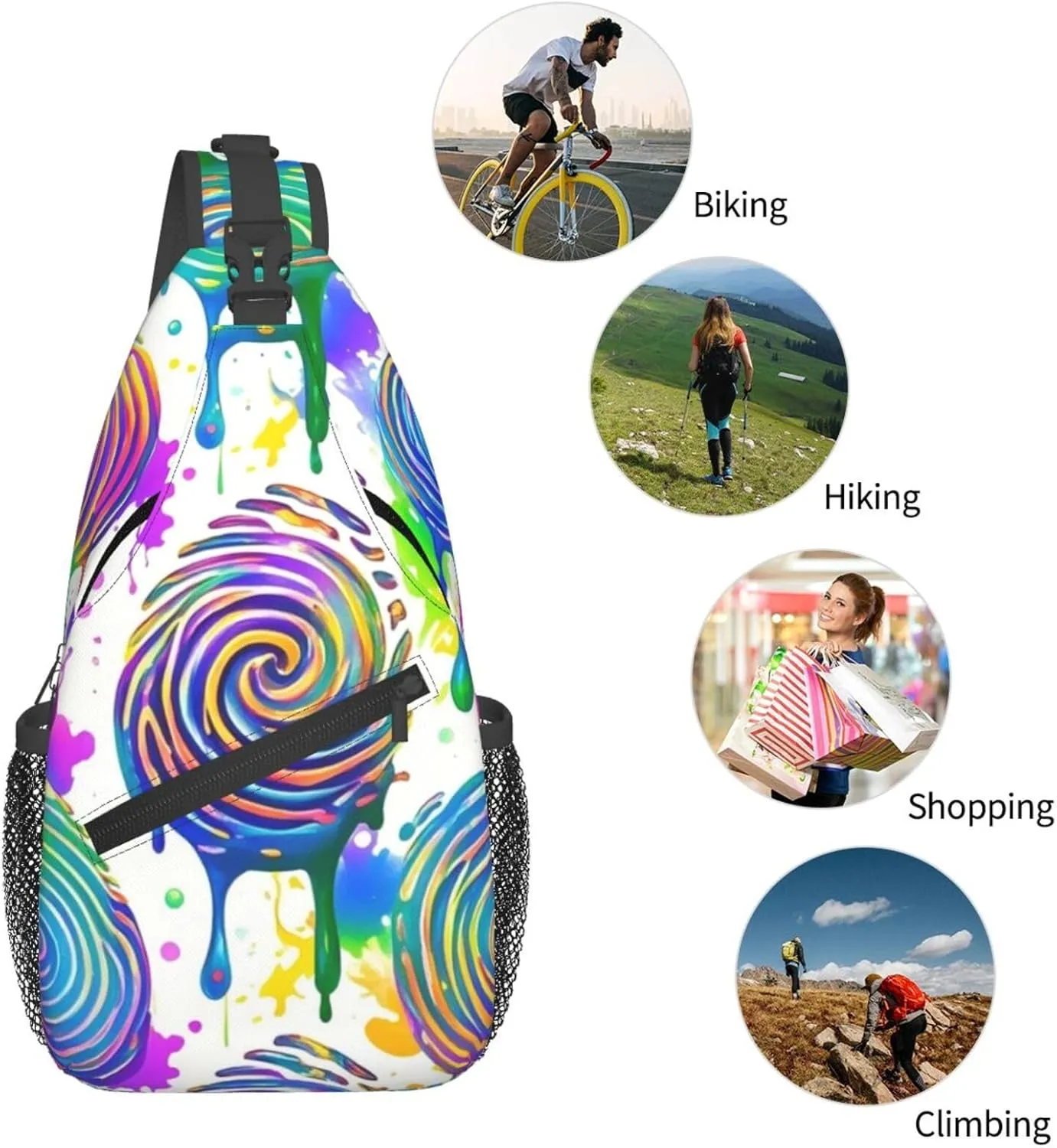 Watercolor Splatter Crossbody Bags Cross Chest Bag Adjustable Sling Backpack for Women Men