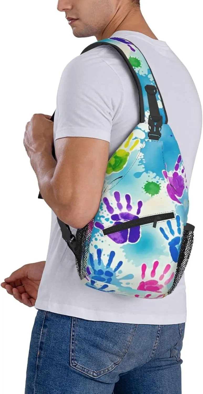 Watercolor Splatter Crossbody Bags Cross Chest Bag Adjustable Sling Backpack for Women Men