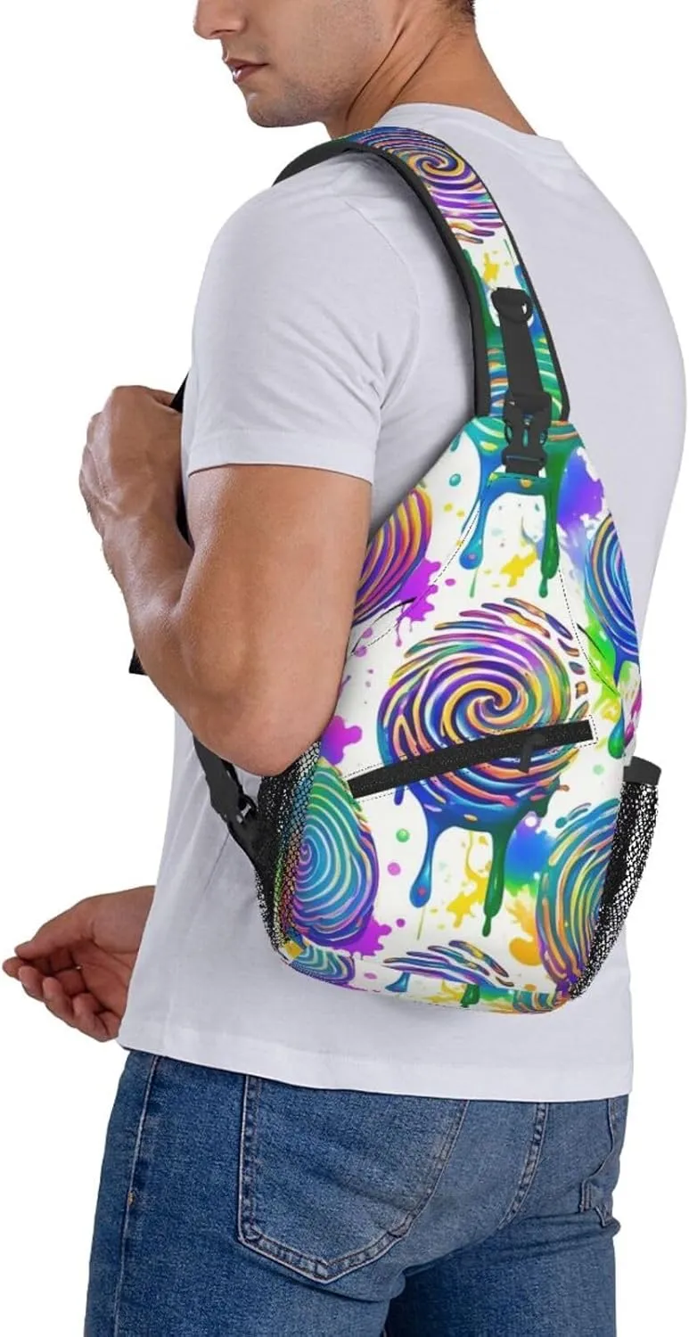 Watercolor Splatter Crossbody Bags Cross Chest Bag Adjustable Sling Backpack for Women Men