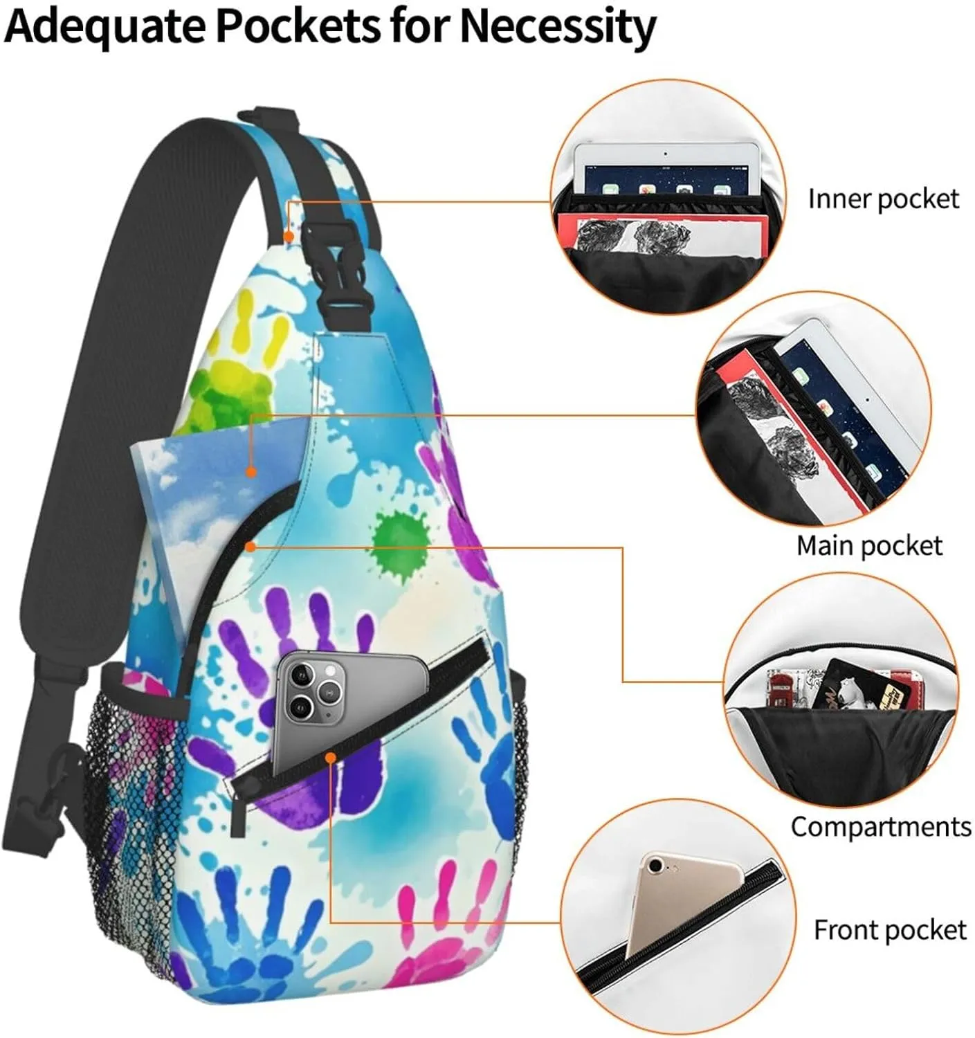 Watercolor Splatter Crossbody Bags Cross Chest Bag Adjustable Sling Backpack for Women Men
