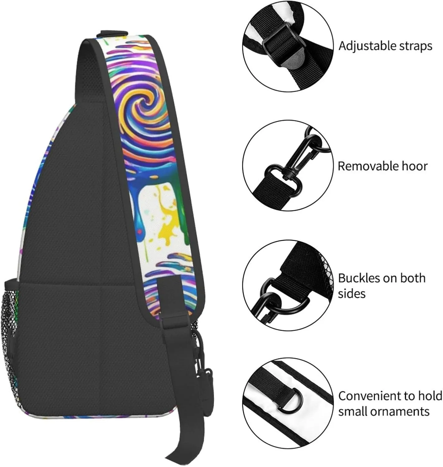 Watercolor Splatter Crossbody Bags Cross Chest Bag Adjustable Sling Backpack for Women Men
