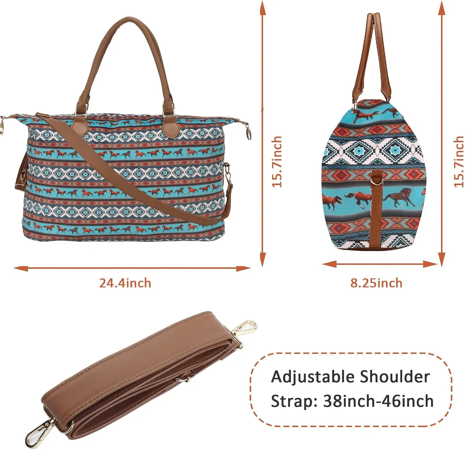 Weekender Bag Duffle Bag For Women Large Travel Tote Bag Overnight Weekend Bags With Shoulder Strap Cow Leopard Atzec…