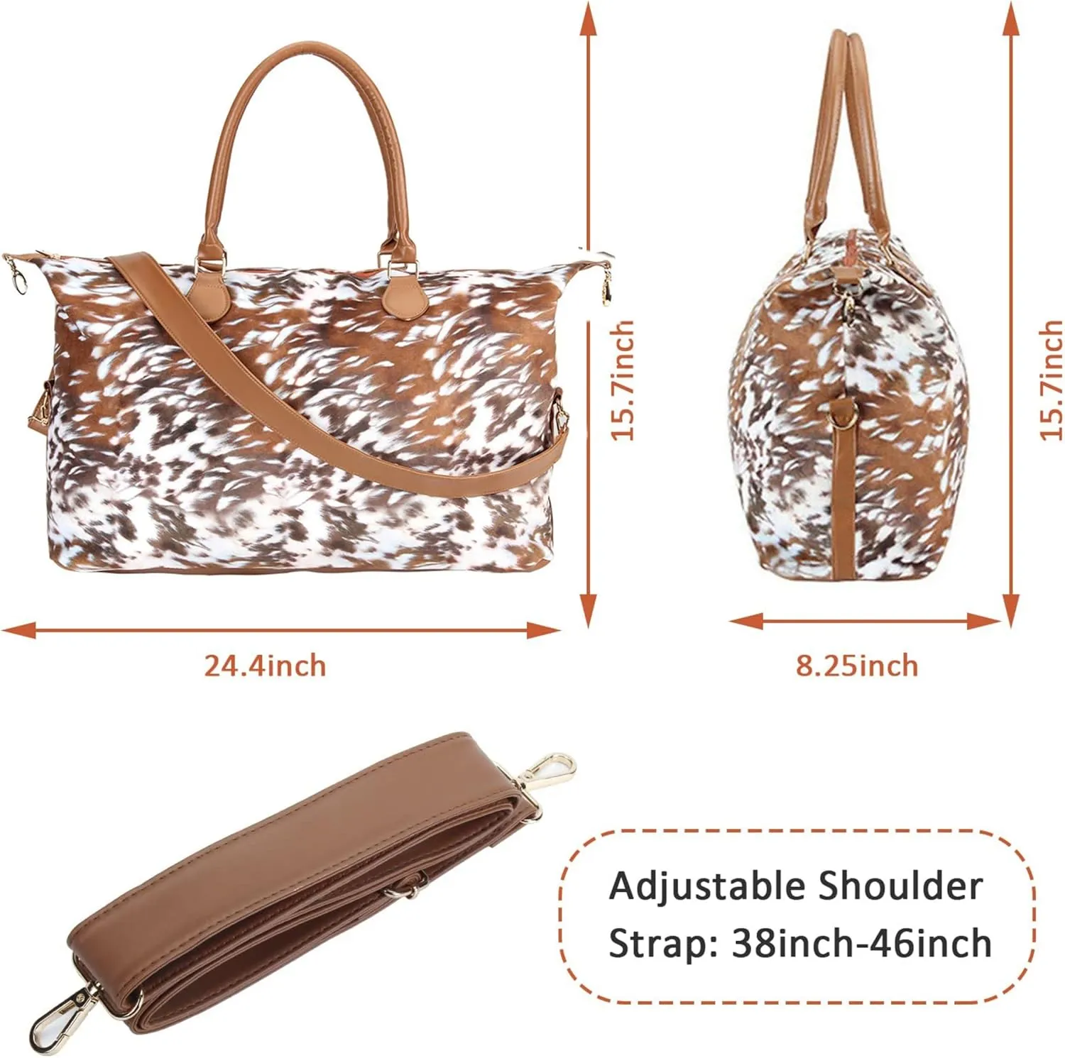 Weekender Bag Duffle Bag For Women Large Travel Tote Bag Overnight Weekend Bags With Shoulder Strap Cow Leopard Atzec…