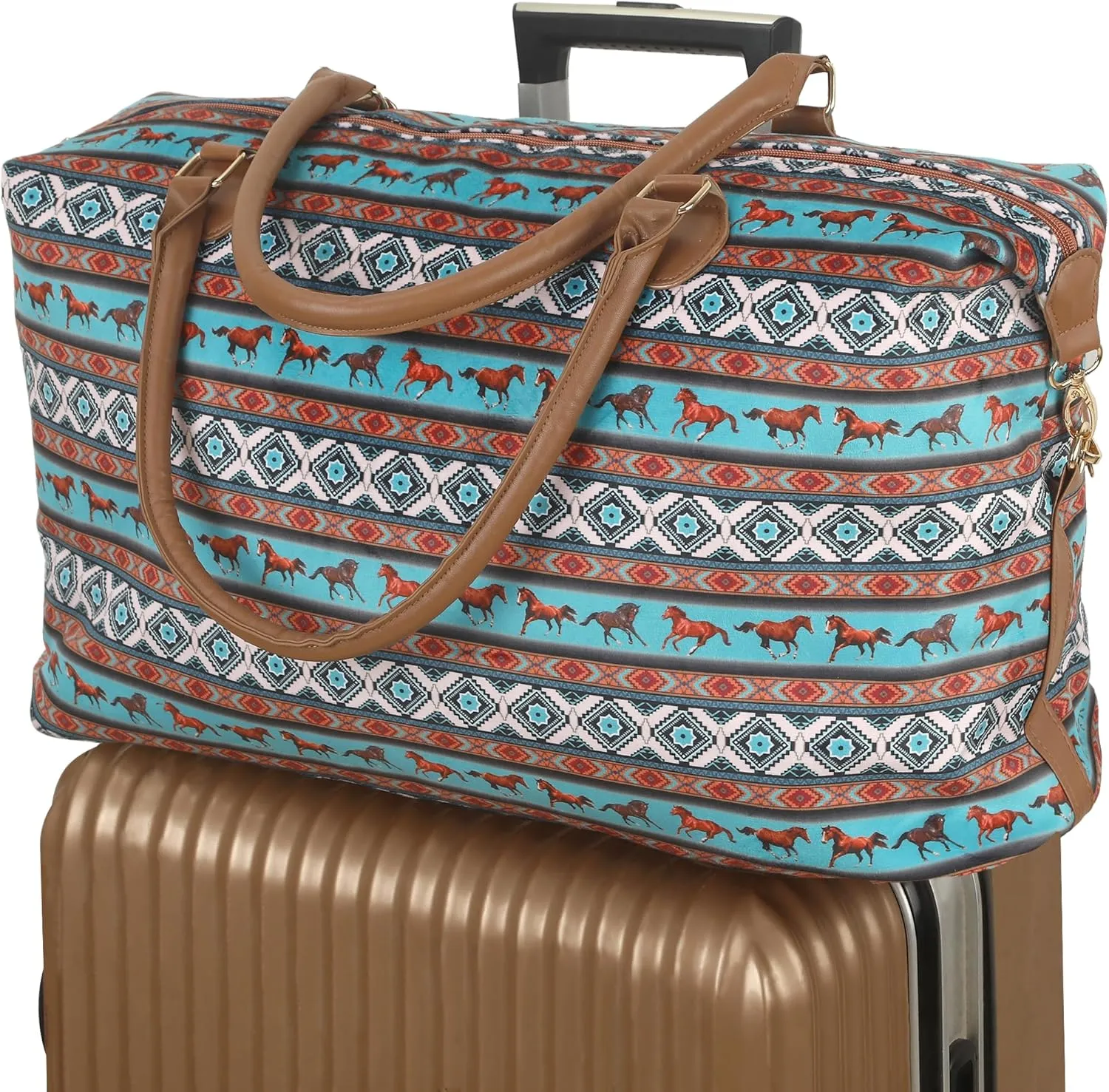 Weekender Bag Duffle Bag For Women Large Travel Tote Bag Overnight Weekend Bags With Shoulder Strap Cow Leopard Atzec…