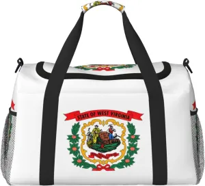 West Virginia state flag print Large Canvas Travel Duffel Bag Weekender Bags for Women Overnight Bag Carry On Tote Bag