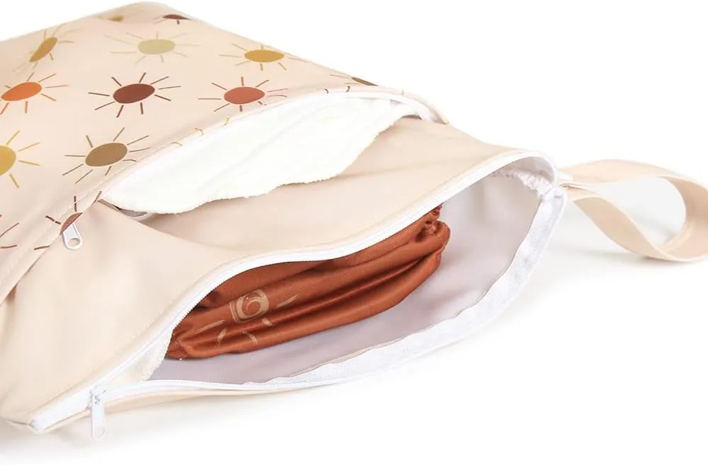 Wet Dry Bags for Baby Cloth Diapers - Waterproof Reusable Washable Travel Bags, Gym Bag, Pool, Daycare Soiled Baby Items Yoga Gym Bag for Swimsuits & Wet Clothes 3pcs/set（Rainbow&Eyes