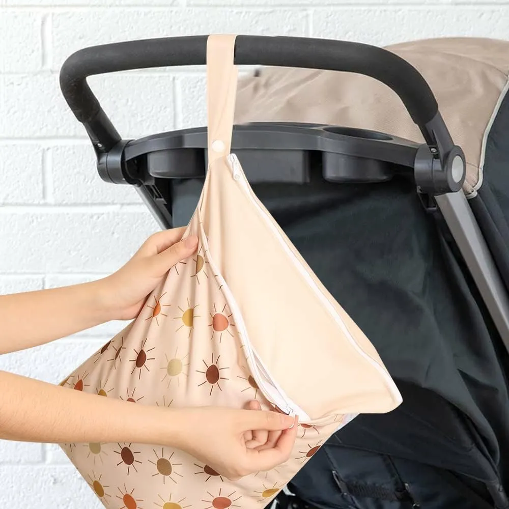 Wet Dry Bags for Baby Cloth Diapers - Waterproof Reusable Washable Travel Bags, Gym Bag, Pool, Daycare Soiled Baby Items Yoga Gym Bag for Swimsuits & Wet Clothes 3pcs/set（Rainbow&Eyes