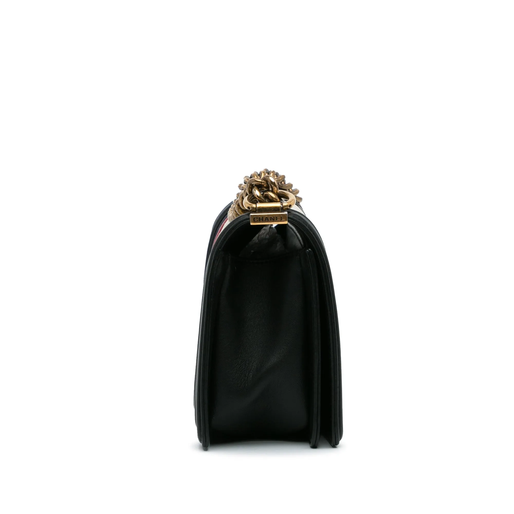 White Chanel Crest-Embellished Medium Boy Bag