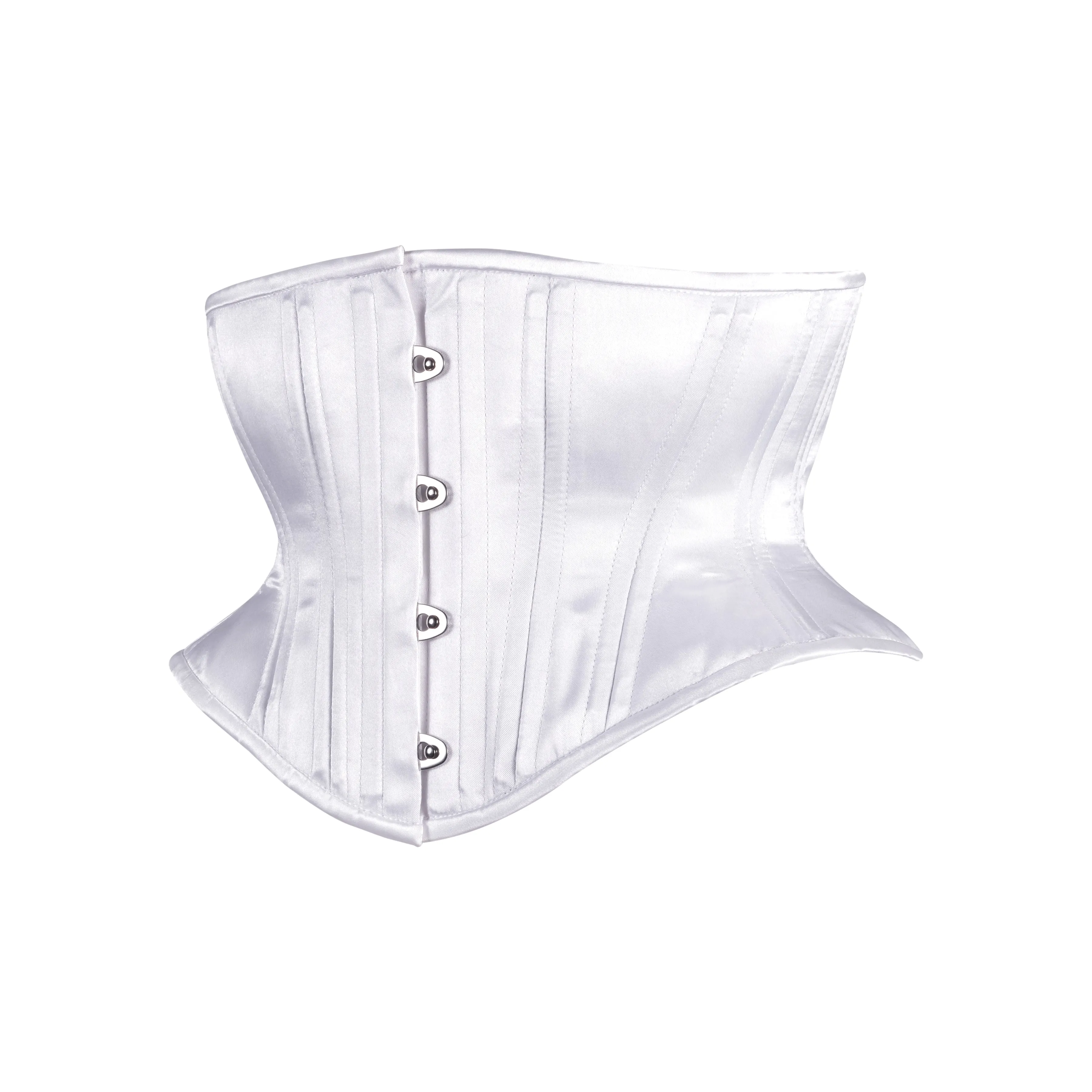 White Satin Corset, Hourglass Silhouette, Short