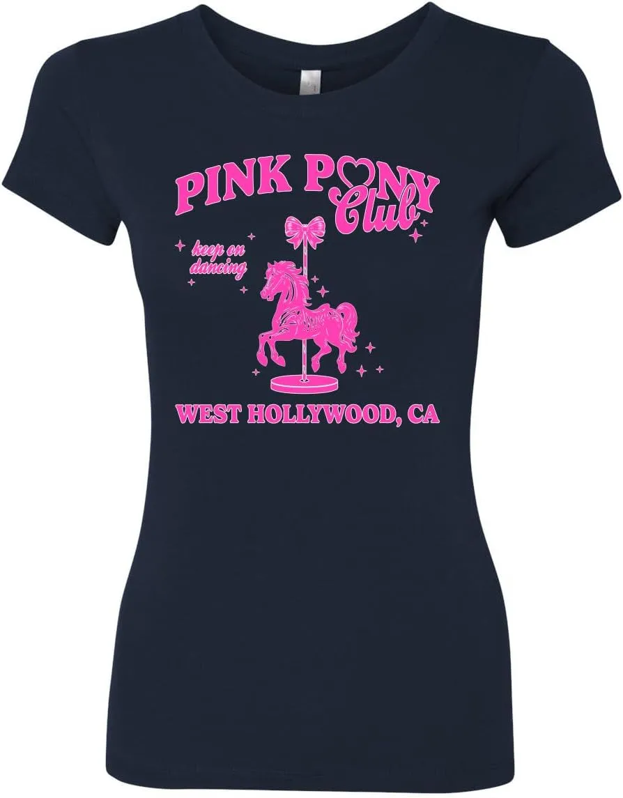 Wild Bobby Pink Pony Club West Hollywood California Logo | Fan Lyrics Music Concert Merch Womens Slim Fit Junior Tee