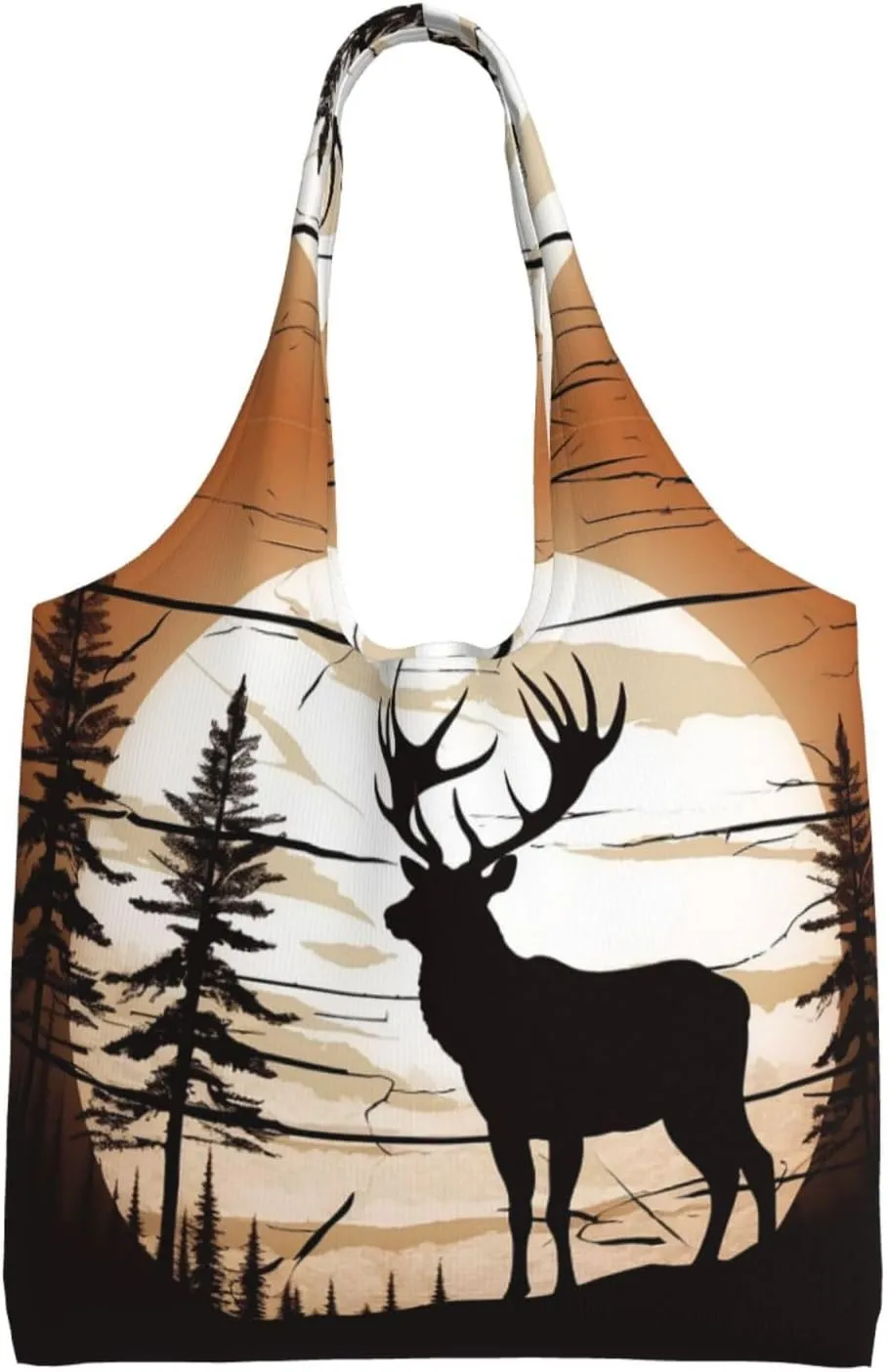Wild Elk silhouette Print Aesthetic Tote Bags Large Beach Bag Canvas Shoulder Bag Reusable Shopping Bags