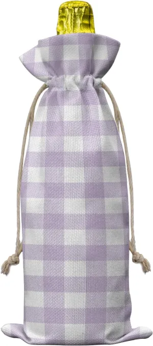 Wine Bags for Wine Bottles Gifts, Wine Bottle Bag with Drawstrings, Pastoral Style Lavender Lattice Wine Tote for Travel, Birthday, Blind Tastings, Christmas, Home Storage