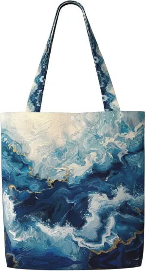 Within The Tides Print Reusable Grocery Bags,Polyester Tote Bag,Casual Handbags,Practical Foldable Shopping Bag.