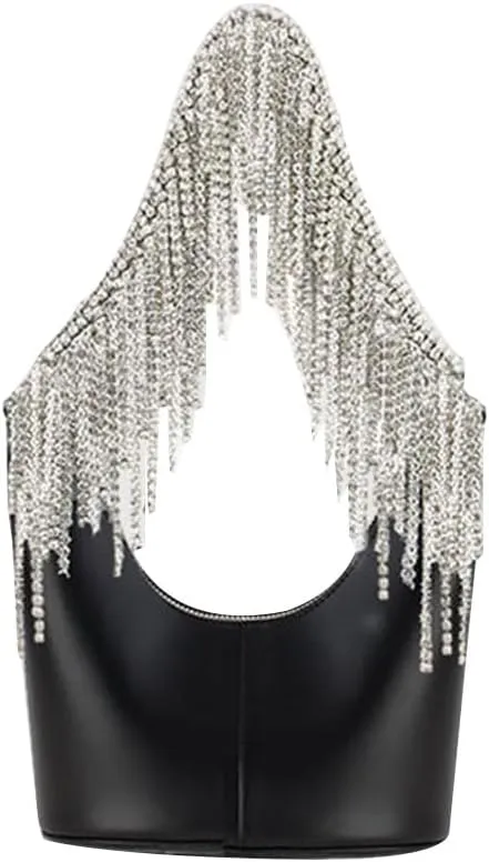 Women Genuine Leather Hobo Bag,Woven Knot Handbags with Rhinestone Handle/Zipper,Totes Evening Bags for Gift