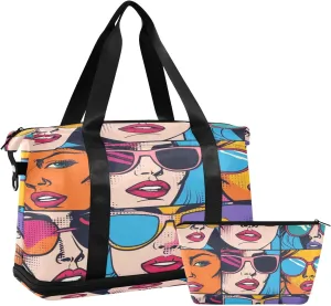 Women Girl Graffiti Travel Duffel Bag Waterproof Gym Sport Tote Bag Carry On Weekender Bag with Compartment