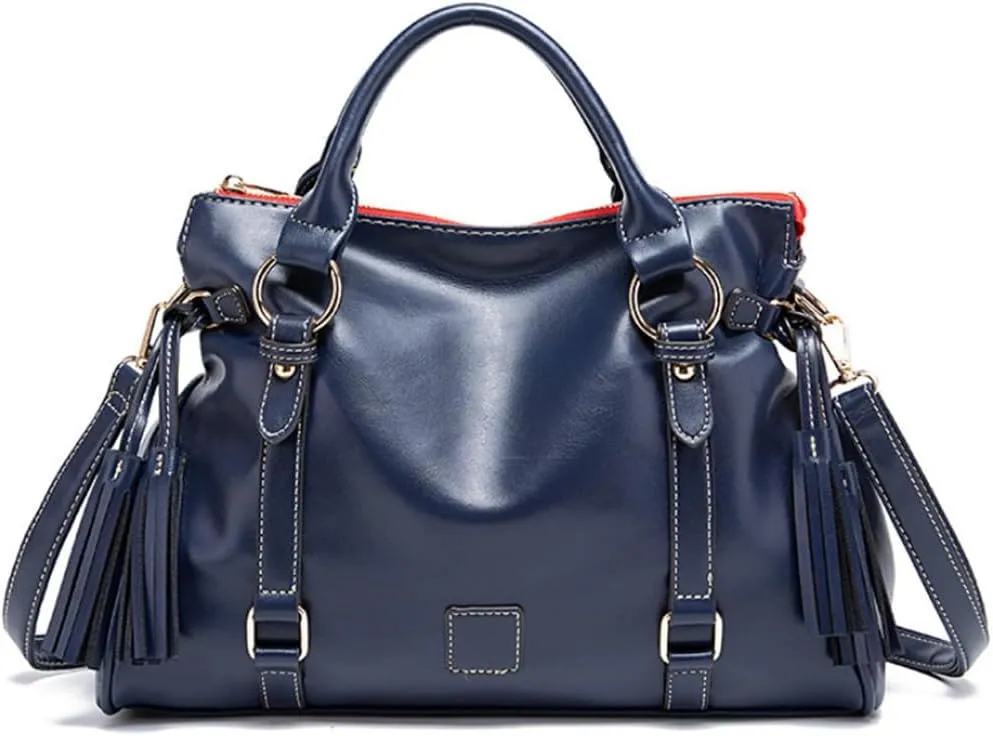 Women Hobo Tote Purse Handbag Faux Leather Top-handle Shoulder Bag with Tassel Pendant